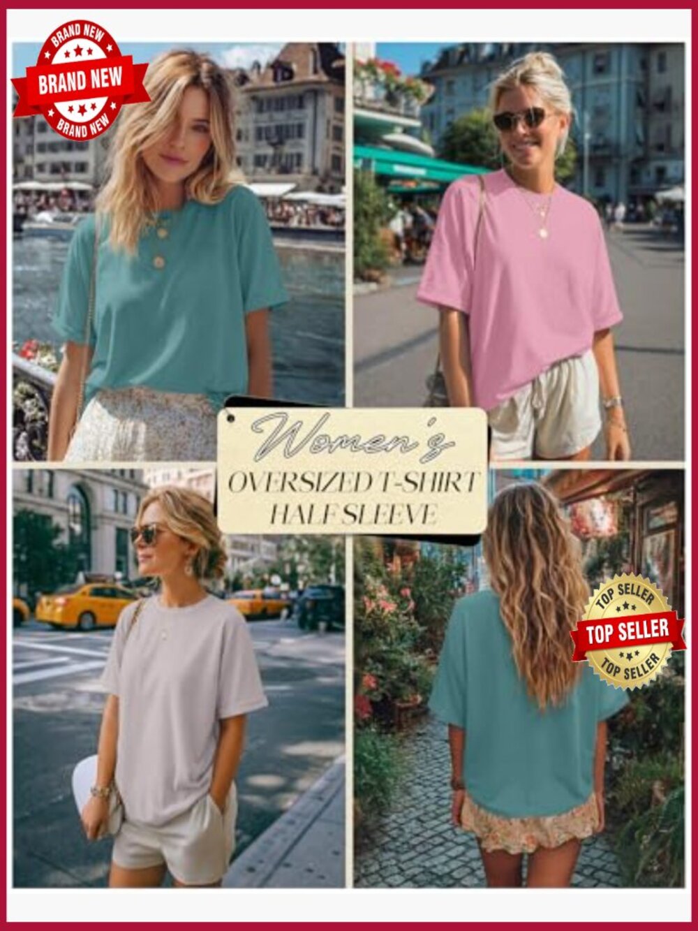 3 Pack Women's Oversized Tees Short Sleeve Crew Neck Summer Basic Tops - Picture 2 of 7